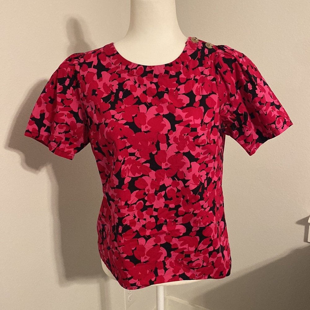 Pink and Black Jcrew Poplin blouse